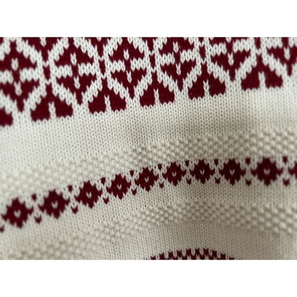 TALBOTS Knitted Cardigan Red White Nordic Geometric Design Size Med - Picture 11 of 12